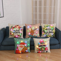 Christmas Holiday Throw Pillow Cover with Lights