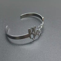 
              Stainless Steel Inspirational Letter Blessed Bangle CShape Wristband Bracelet
            