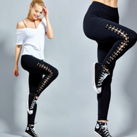 Side Lace Up Stretchy Leggings Curvy Girls Plus Size - POSITIVE SOUL - Inspirational Style