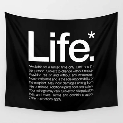 LIFE Digital Print Wall Tapestry - Black - POSITIVE SOUL - Inspirational Style