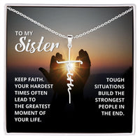 
              Faith Cross Necklace to My Sister w Personal Message - POSITIVE SOUL - Inspirational Style
            