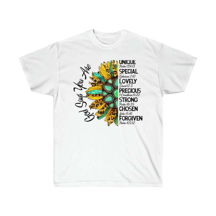 God Says You Are Sunflower - Short Sleeve T-Shirt - POSITIVE SOUL - Inspirational Style