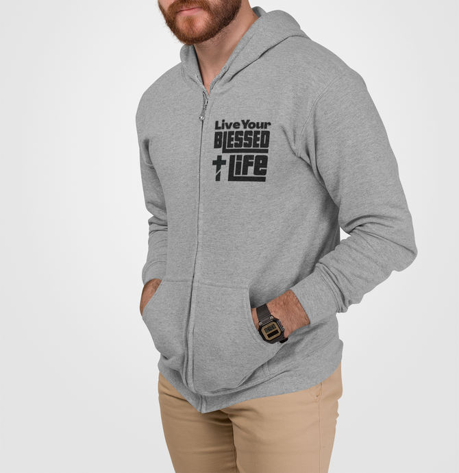 Live Your Blessed Life - Unisex Full Zip Hoodie - POSITIVE SOUL - Inspirational Style
